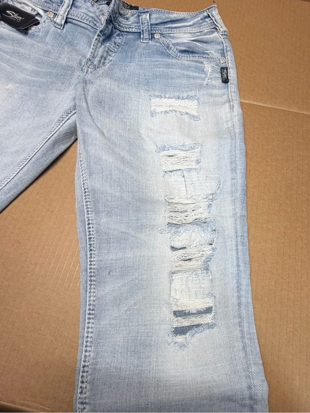 Silver Jeans Light Blue Boyfriend Crop Jeans